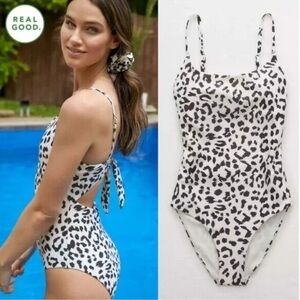 H21 Aerie Leopard Tie‎ Back One Piece Swimsuit Soft Muslin